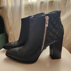 Ivanka Trump Black Quilted Leather Booties